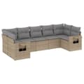 Miniatyrbillede 1 af 3: vidaXL sofasæt til haven 7 dele med hynder polyrattan beige
