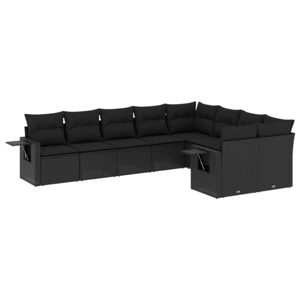 vidaXL sofasæt til haven 9 dele med hynder polyrattan sort