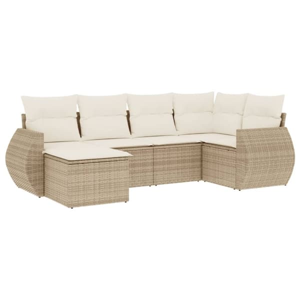 vidaXL sofasæt til haven 6 dele med hynder polyrattan beige
