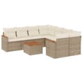 Miniatyrbillede 1 af 3: vidaXL sofasæt til haven 9 dele med hynder polyrattan beige