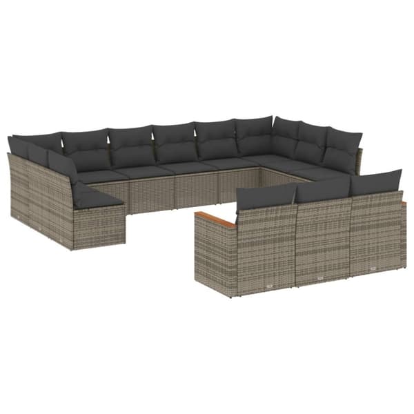 vidaXL sofasæt til haven 13 dele med hynder polyrattan grå