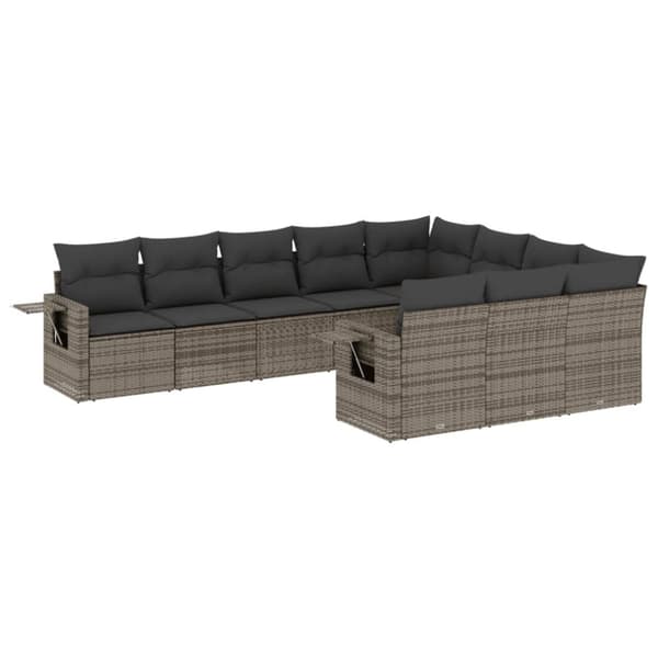 vidaXL sofasæt til haven 10 dele med hynder polyrattan grå