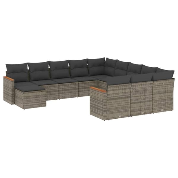 vidaXL sofasæt til haven 12 dele med hynder polyrattan grå