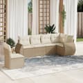 Miniatyrbillede 2 af 11: vidaXL sofasæt til haven 6 dele med hynder polyrattan beige