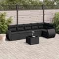 Miniatyrbillede 2 af 11: vidaXL sofasæt til haven 7 dele med hynder polyrattan sort