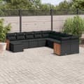 Miniatyrbillede 3 af 3: vidaXL sofasæt til haven 11 dele med hynder polyrattan sort