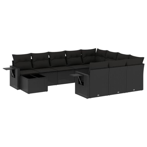 vidaXL sofasæt til haven 11 dele med hynder polyrattan sort