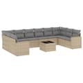 Miniatyrbillede 1 af 11: vidaXL sofasæt til haven 11 dele med hynder polyrattan beige