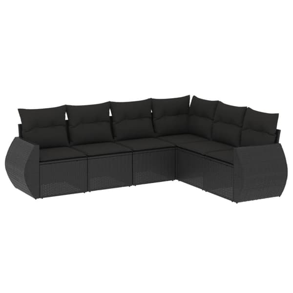 vidaXL sofasæt til haven 6 dele med hynder polyrattan sort