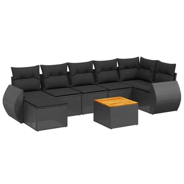 vidaXL sofasæt til haven 8 dele med hynder polyrattan sort