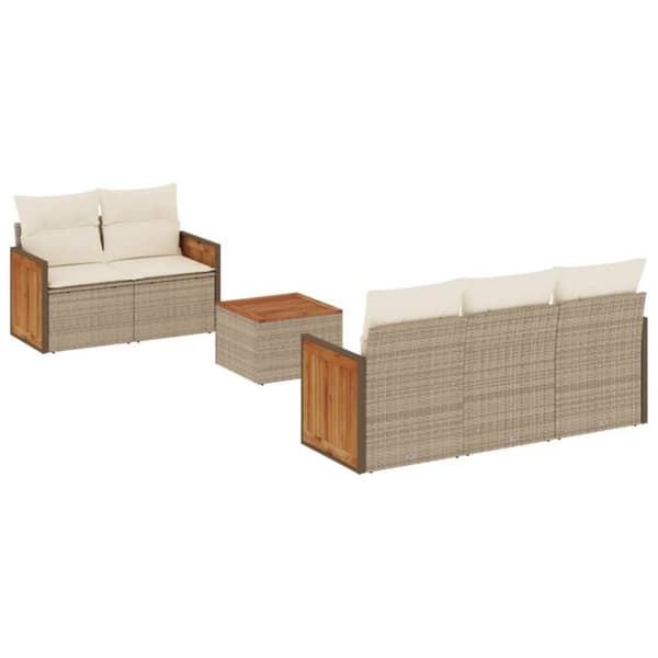 vidaXL sofasæt til haven 6 dele med hynder polyrattan beige