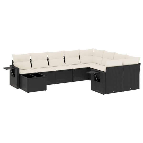 vidaXL sofasæt til haven 10 dele med hynder polyrattan sort
