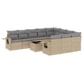 Miniatyrbillede 1 af 11: vidaXL sofasæt til haven 11 dele med hynder polyrattan beige