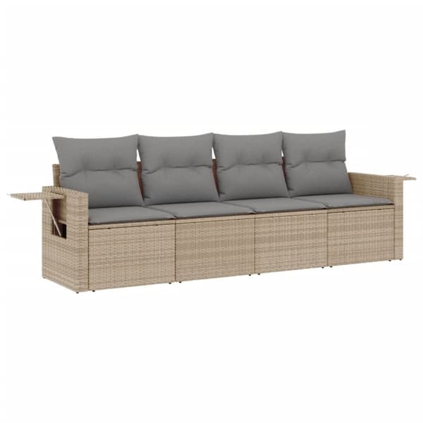 vidaXL sofasæt til haven 4 dele med hynder polyrattan beige