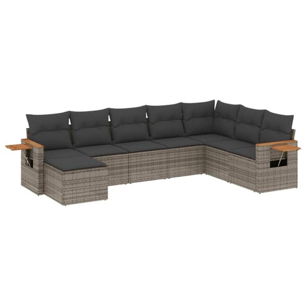 vidaXL sofasæt til haven 8 dele med hynder polyrattan grå
