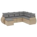 Miniatyrbillede 3 af 4: vidaXL sofasæt til haven 7 dele med hynder polyrattan beige