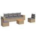 Miniatyrbillede 1 af 3: vidaXL sofasæt til haven 7 dele med hynder polyrattan beige