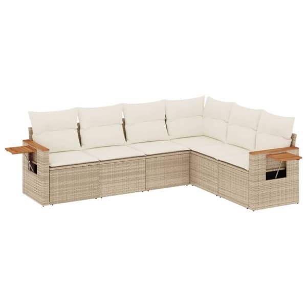 vidaXL sofasæt til haven 6 dele med hynder polyrattan beige