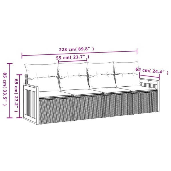 vidaXL sofasæt til haven 4 dele med hynder polyrattan beige