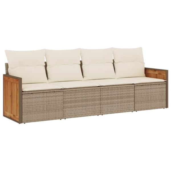 vidaXL sofasæt til haven 4 dele med hynder polyrattan beige
