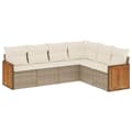 Miniatyrbillede 1 af 9: vidaXL sofasæt til haven 6 dele med hynder polyrattan beige