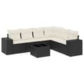 Miniatyrbillede 1 af 11: vidaXL sofasæt til haven 7 dele med hynder polyrattan sort