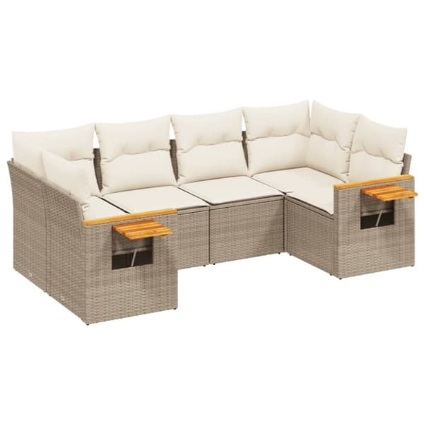 vidaXL sofasæt til haven 6 dele med hynder polyrattan beige