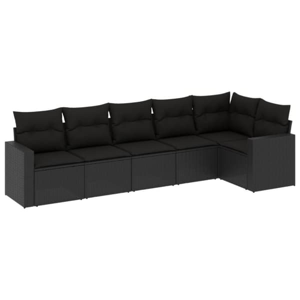 vidaXL sofasæt til haven 6 dele med hynder polyrattan sort