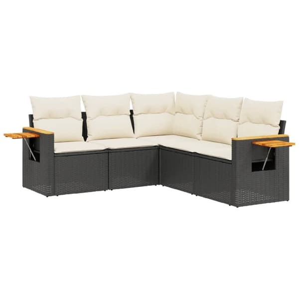 vidaXL sofasæt til haven 5 dele med hynder polyrattan sort