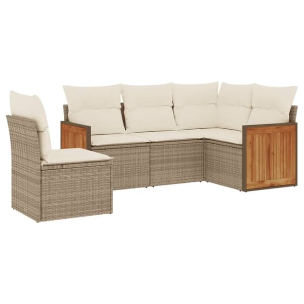 vidaXL sofasæt til haven 5 dele med hynder polyrattan beige