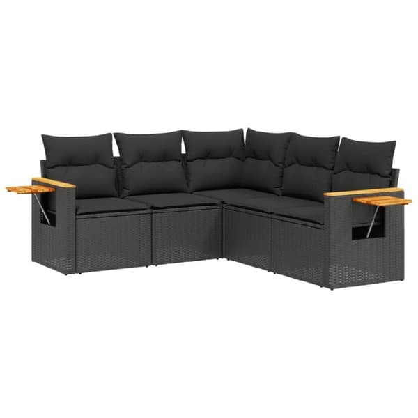 vidaXL sofasæt til haven 5 dele med hynder polyrattan sort