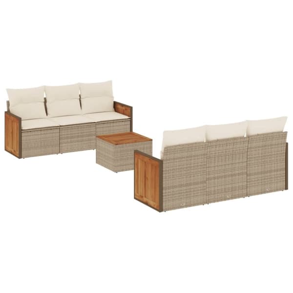 vidaXL sofasæt til haven 7 dele med hynder polyrattan beige