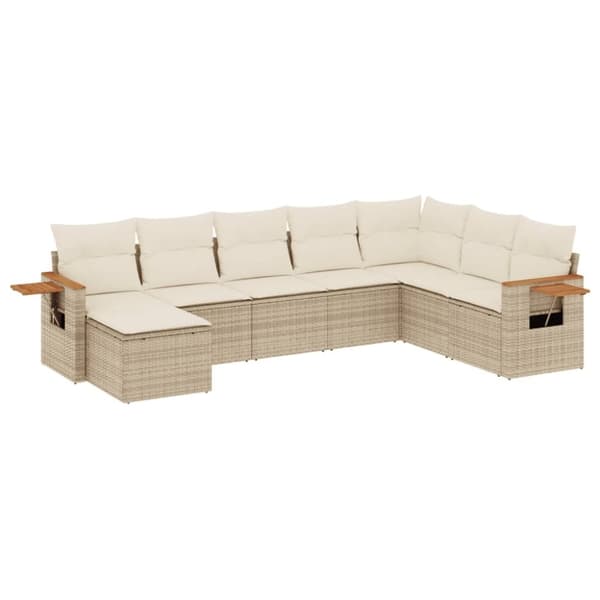 vidaXL sofasæt til haven 8 dele med hynder polyrattan beige
