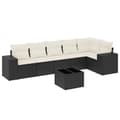 Miniatyrbillede 1 af 2: vidaXL sofasæt til haven 7 dele med hynder polyrattan sort