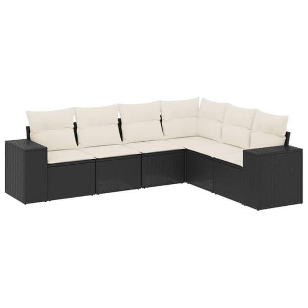 vidaXL sofasæt til haven 6 dele med hynder polyrattan sort