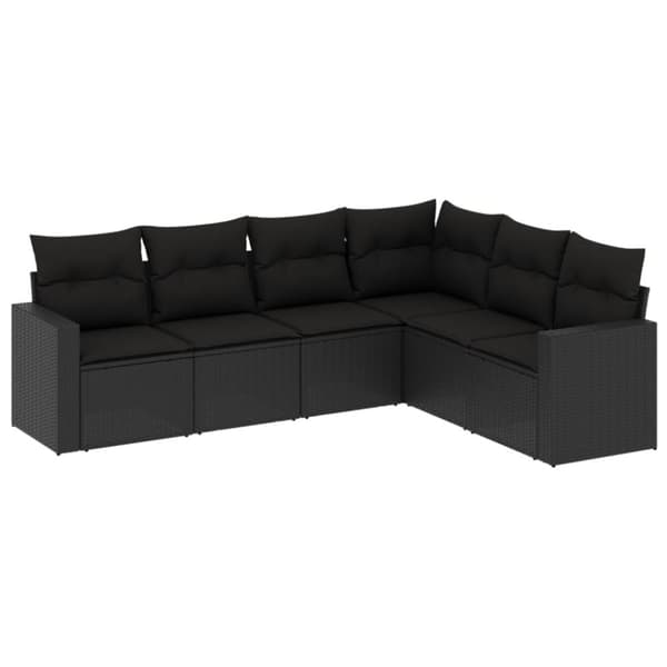 vidaXL sofasæt til haven 6 dele med hynder polyrattan sort