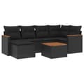 Miniatyrbillede 1 af 3: vidaXL sofasæt til haven 7 dele med hynder polyrattan sort