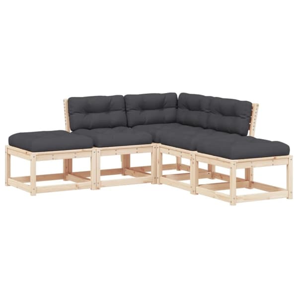 vidaXL sofasæt til haven 5 dele med hynder massivt fyrretræ
