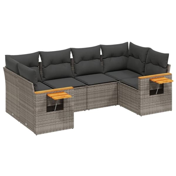 vidaXL sofasæt til haven 6 dele med hynder polyrattan grå