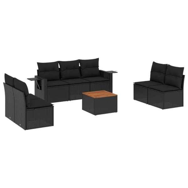 vidaXL sofasæt til haven 8 dele med hynder polyrattan sort
