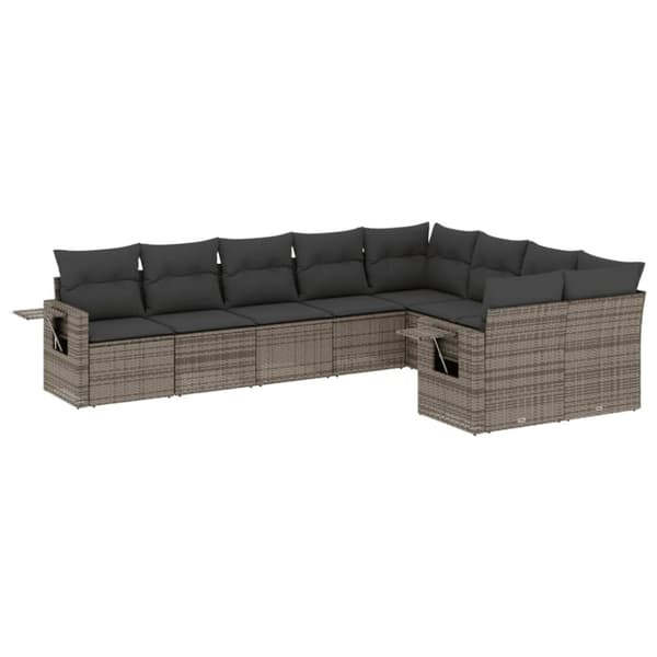 vidaXL sofasæt til haven 9 dele med hynder polyrattan grå