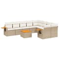 Miniatyrbillede 1 af 11: vidaXL sofasæt til haven 10 dele med hynder polyrattan beige