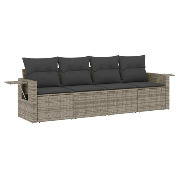 vidaXL sofasæt til haven 4 dele med hynder polyrattan grå