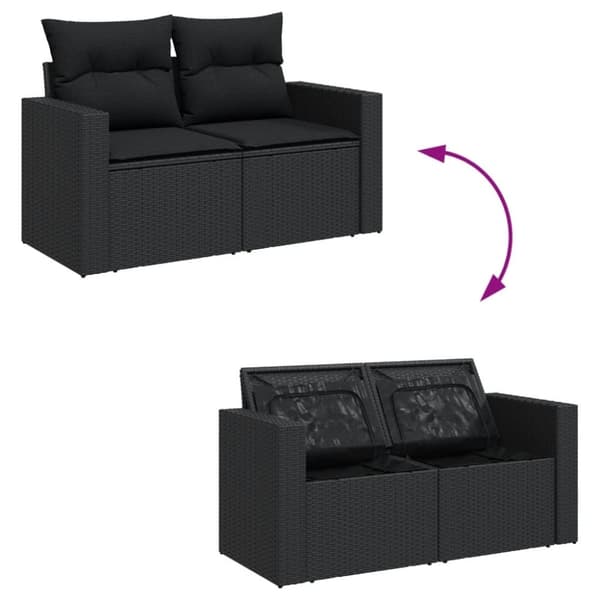 vidaXL sofasæt til haven 8 dele med hynder polyrattan sort
