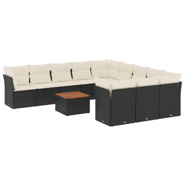 vidaXL sofasæt til haven 12 dele med hynder polyrattan sort