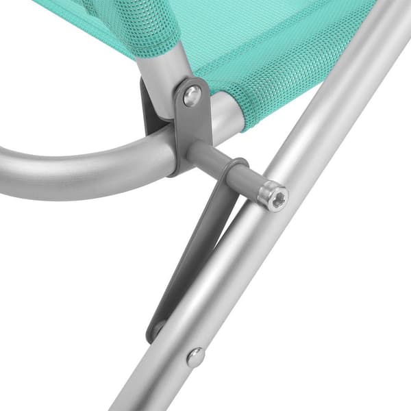 Rootz Beach Chair - Sammenklappelig strandstol - Lounge Beach Chair - Letvægts strandstol - Strandstol med nakkestøtte - Aluminiumsstel - Grøn - 57 x