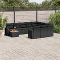 Miniatyrbillede 11 af 11: vidaXL sofasæt til haven 11 dele med hynder polyrattan sort
