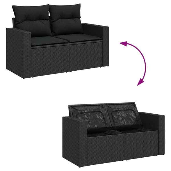 vidaXL sofasæt til haven 9 dele med hynder polyrattan sort