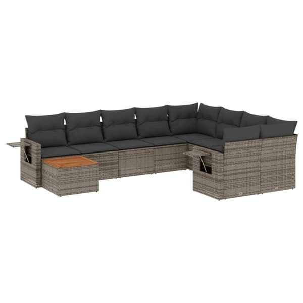 vidaXL sofasæt til haven 10 dele med hynder polyrattan grå