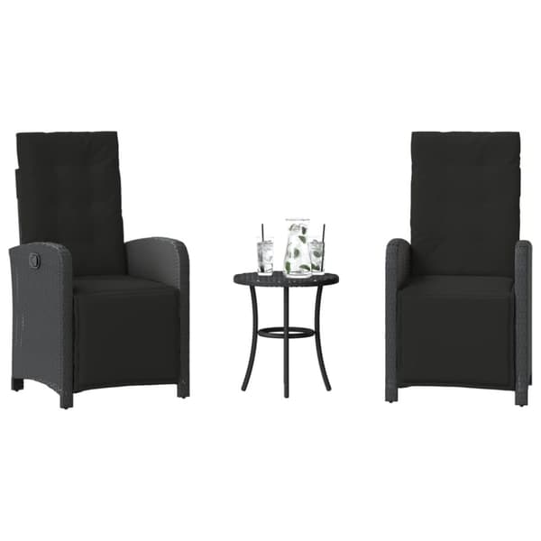 vidaXL Caféset med dynor 3 delar svart konstrotting